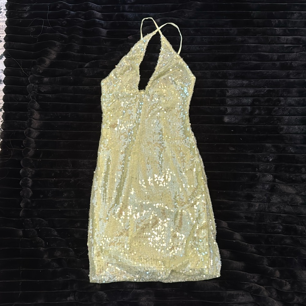 Oh Polly Green Sequin Mini Dress
